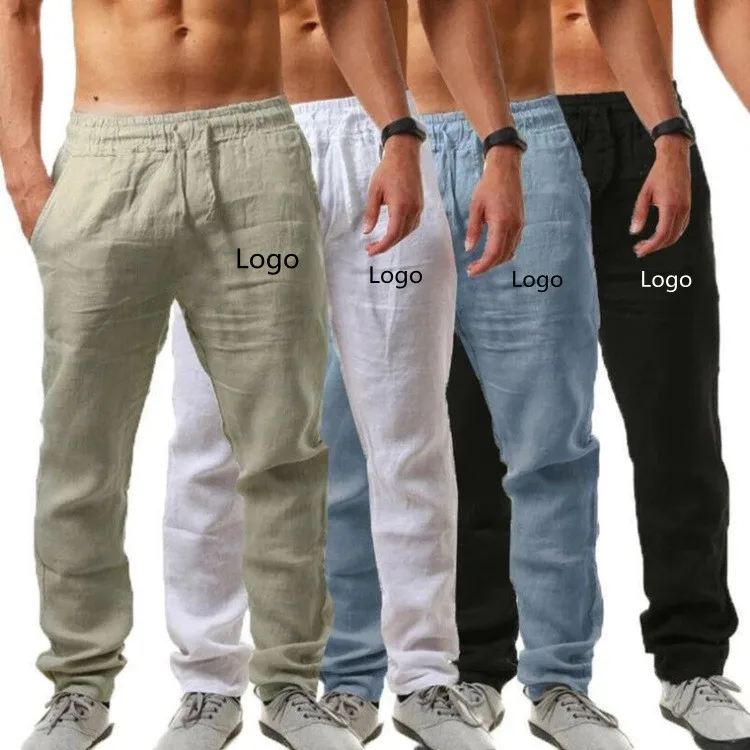 

Men Cotton Linen Pants Male Summer Quick-dry Breathable Solid Color Linen Trousers Street Casual Comfortable Costume Male