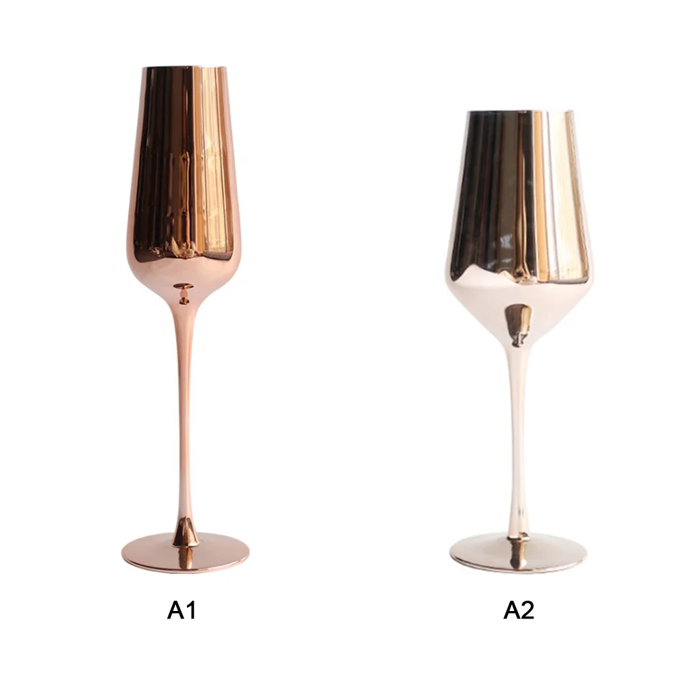 Wholesale colored Fashion Gift Clear Crystal rose Gold wedding Champagne flutes Glasses