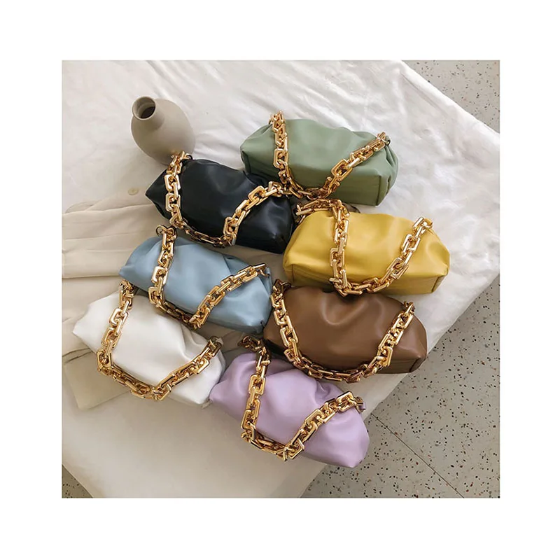 

Hot sale designer ladies chain pu leather totes shoulder bag women sling dumpling bag cloud crossbody bag