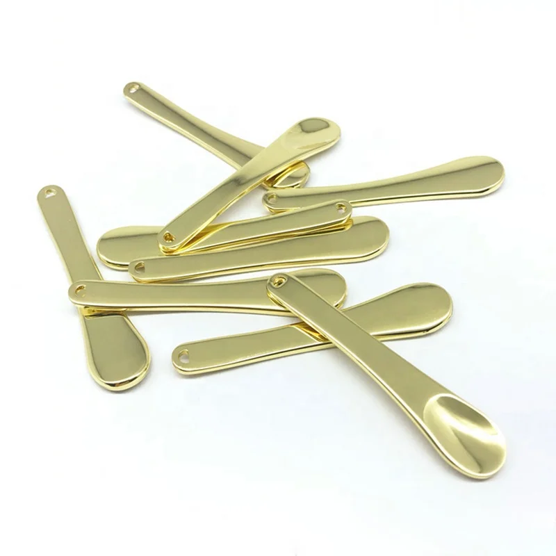 

In stock private label luxurious 60mm zinc alloy eye cream spoon golden mini cosmetics spatula