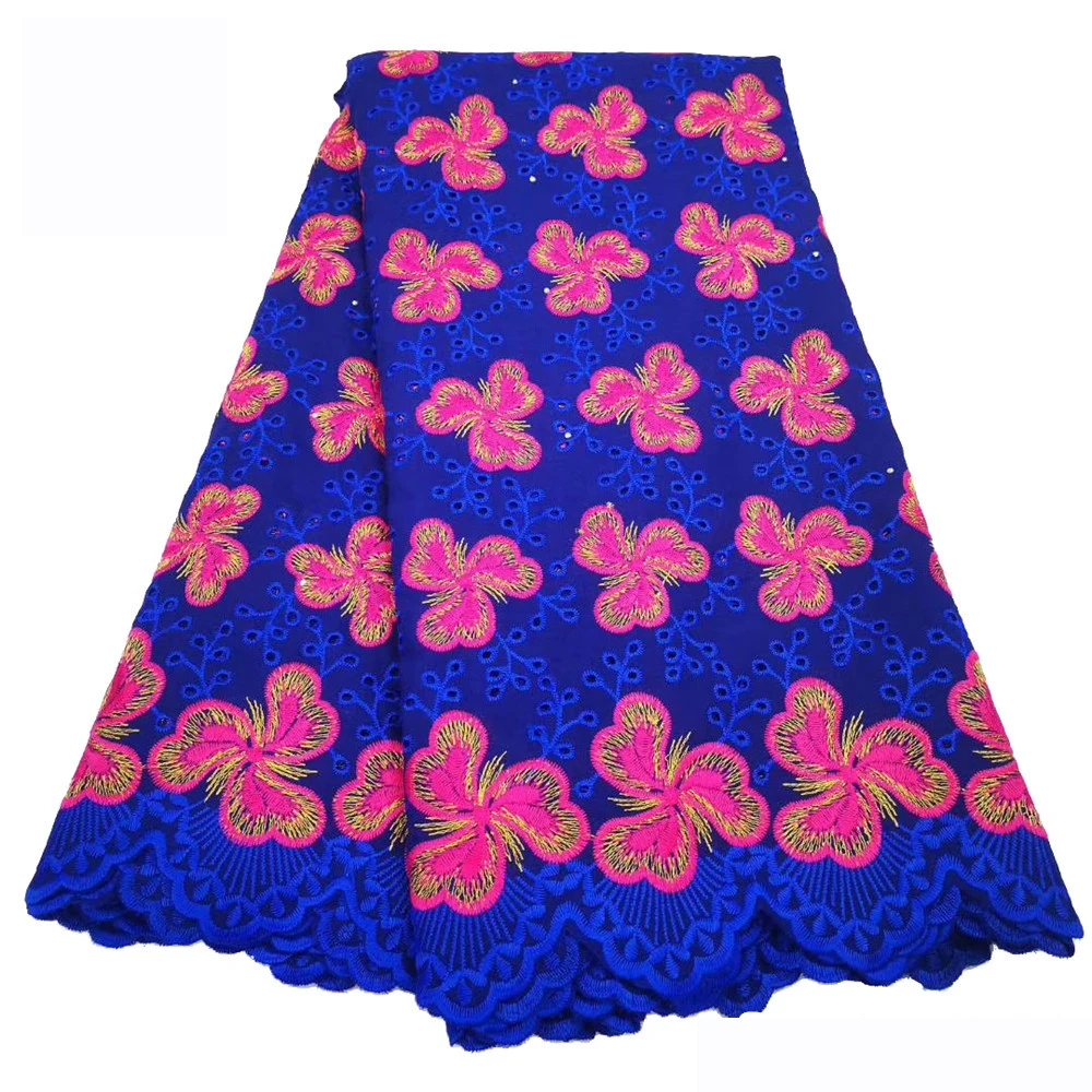 

Beautifical embroidery cotton designs royal blue swiss lace wholesale fabric ML52R72, Customized