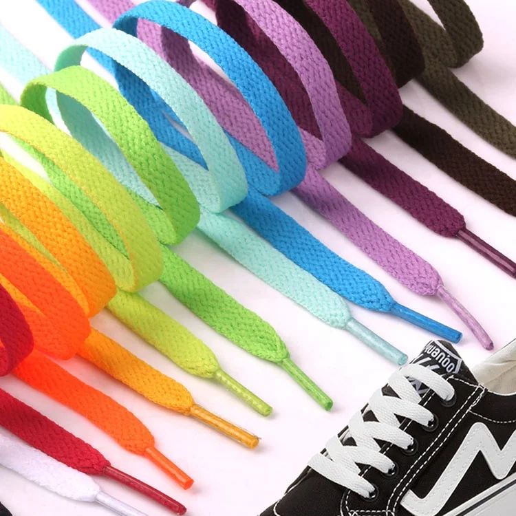 

Wholesale Custom 29 Colors Fashion Shoe Laces 8 mm wide Polyester Flat Shoelaces