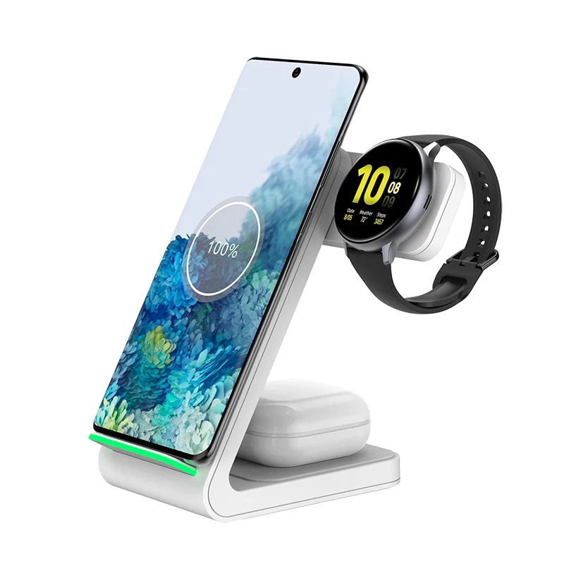 

Qi 15W 3 in 1 desktop Wireless Charger Magnetic Watch Charging Stand DIY Foldable Adjustable Desktops Smart Phone Stand, Black / white