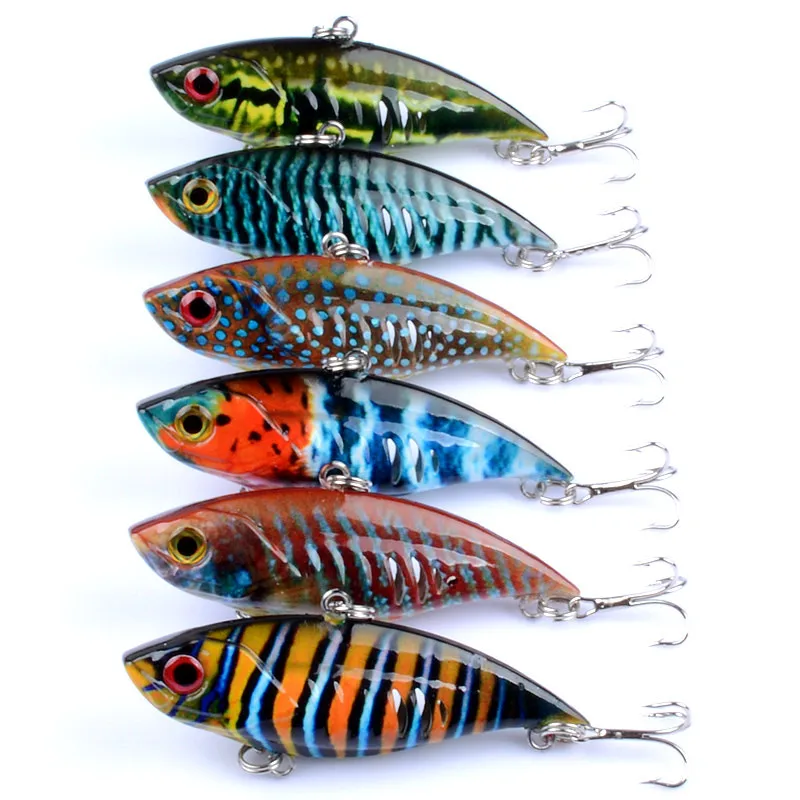 

High Quality Hard Plastic Lure  Minnow VIB Popper Crank Baits hard body bait fishing lures, 6 colors