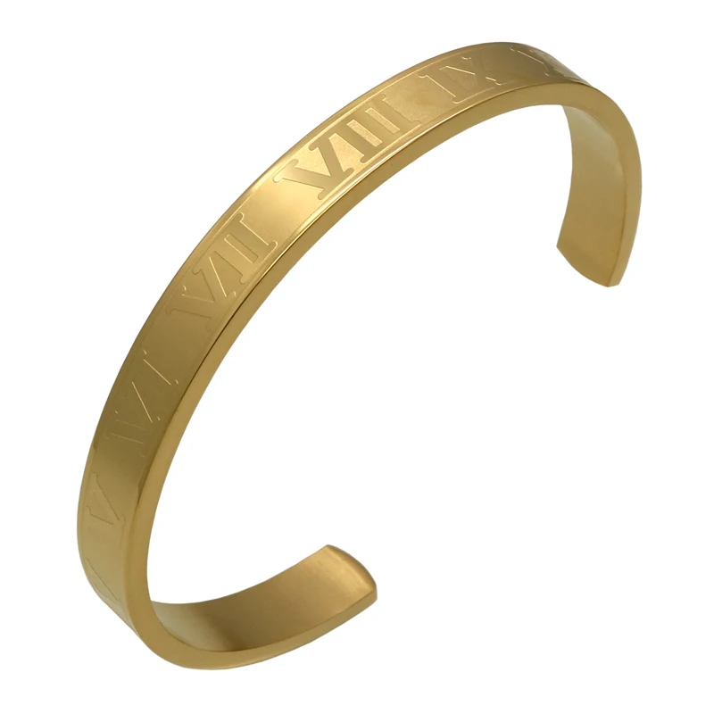 

Hight Quality 18k Gold 316L Stainless Steel Jewelry Roman Numeral Bracelet For Men And Women