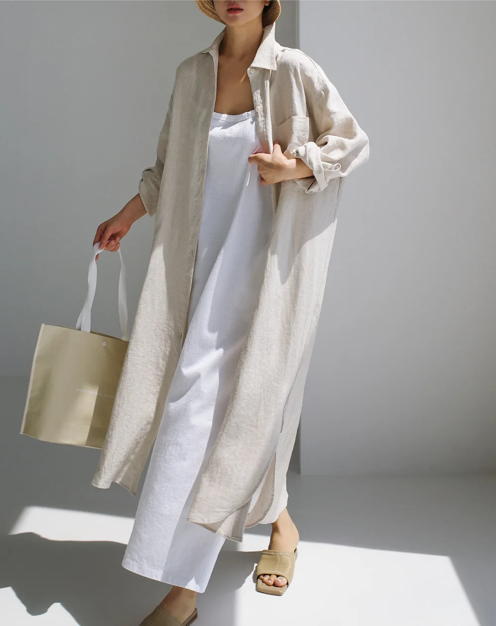 

Wholesale high quality simplicity girls linen dress plus size long dress, Beige black