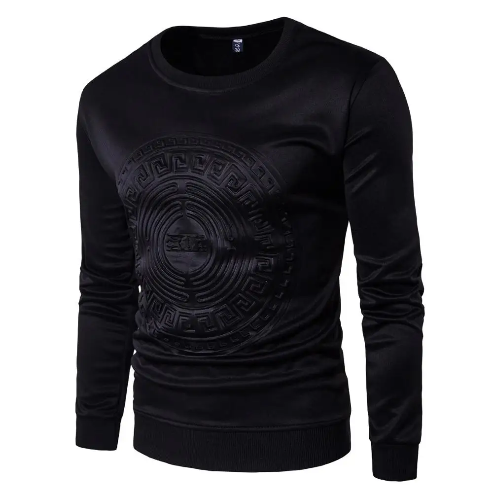 

High Quality Casual Long Sleeve Printing T Shirt for Men, White navy black