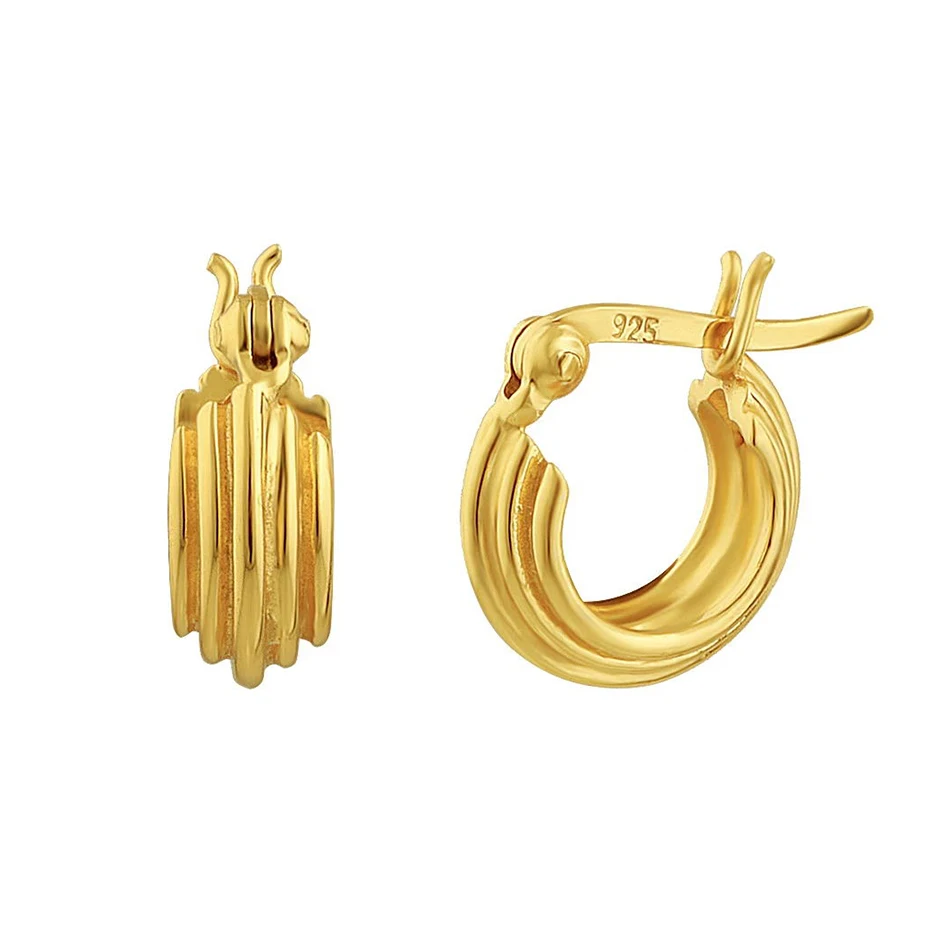 

fine jewelry 925 sterling silver earrings 18k gold plated simple gold hoop earrings for women