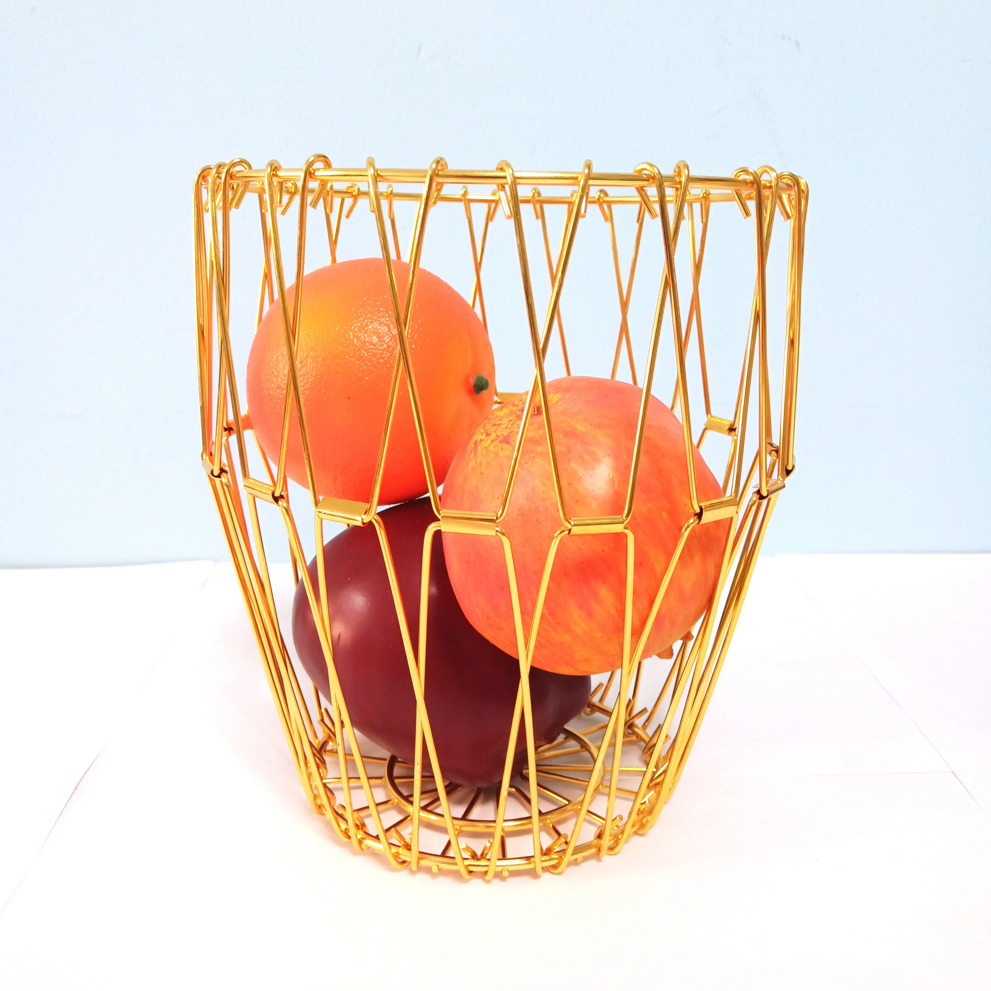

Custom Home Metal Iron Wire Desk Desktop Foldable Kitchen Folding Fruit Basket
