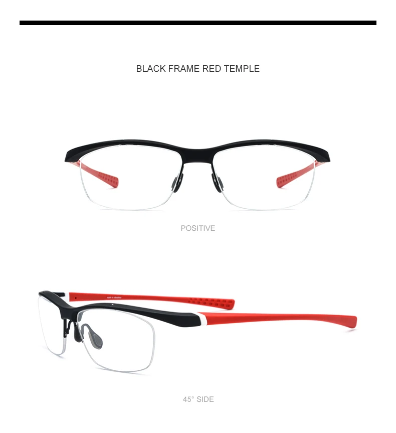 Borregls Tr90 Glasses Men Basketball Outdoor Ultralight Eyewear Sports Half Myopia Optical