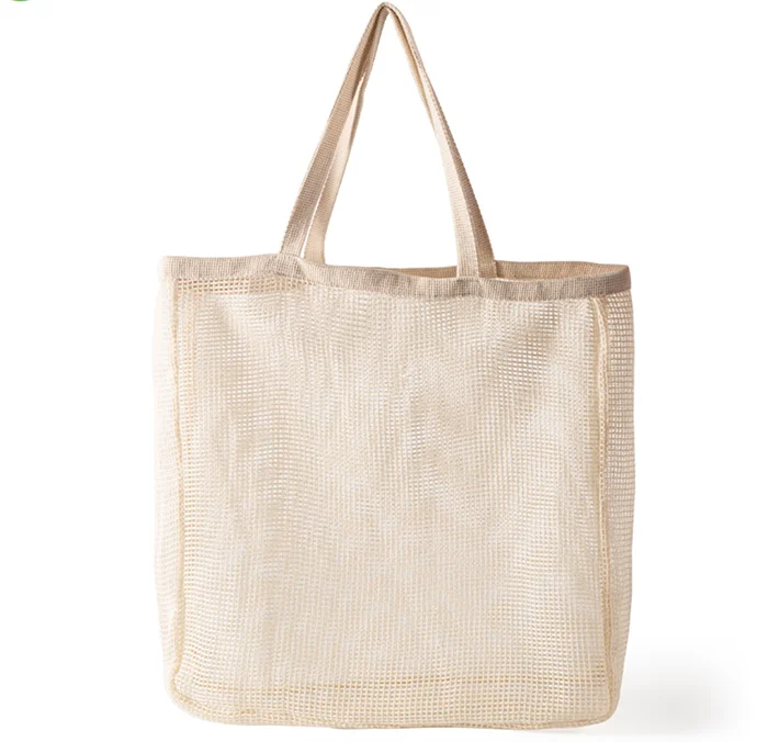 

New shopping eco-friendly bag portable organic cotton bag ecobag fruit net bag, Natural