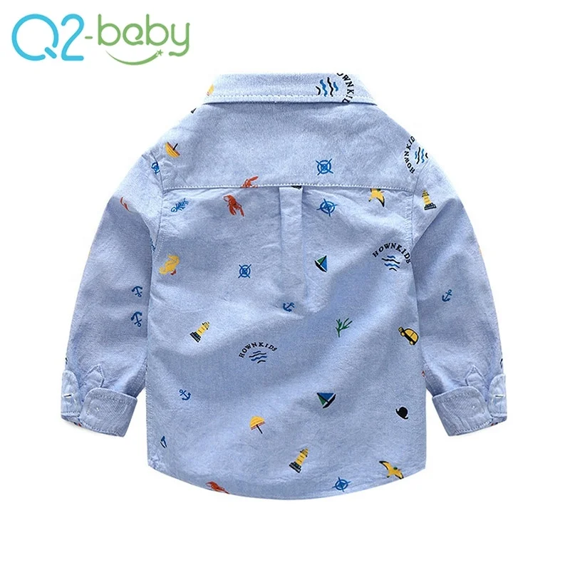 
New spring autumn wild boy shirt blouse children fashion flower cotton kids clothing alsy030 