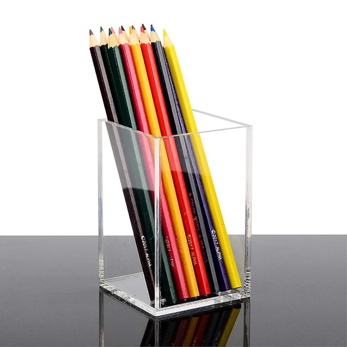 Acrylic Pen Holder Clear Desktop Pencil Cup Stationery Decorative
