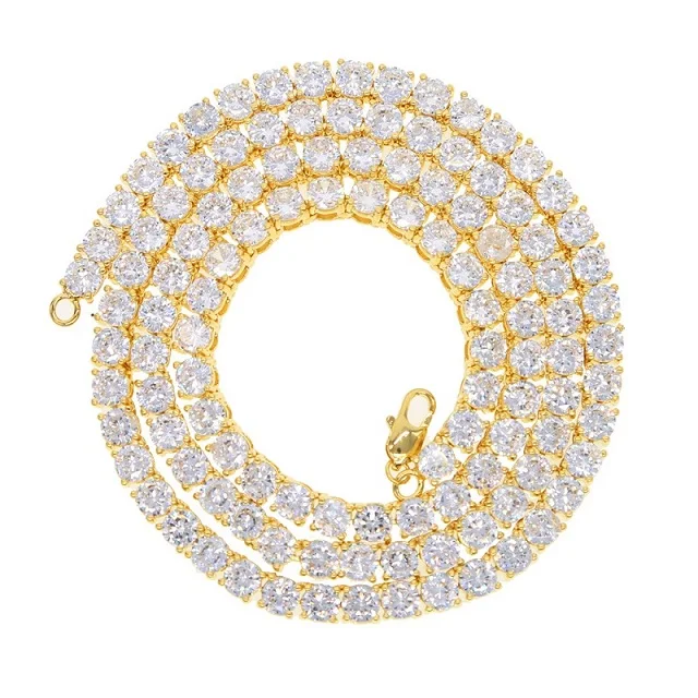 

top quality factory 24" hip hop bling tennis crystal mens silver gold necklace chain, Black