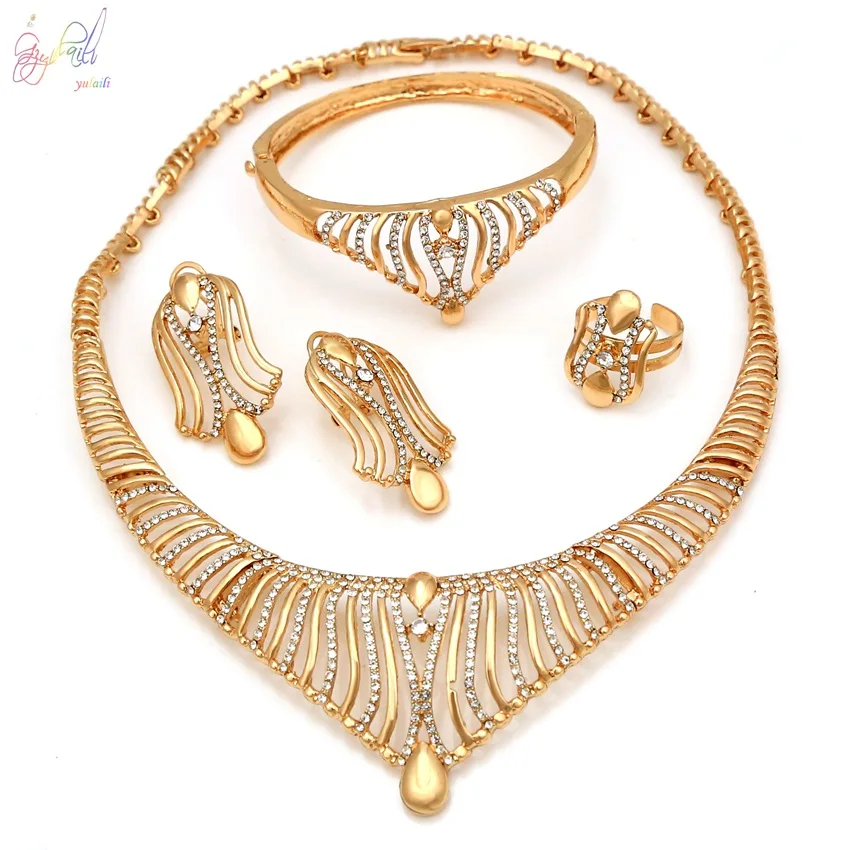 

2019 trendy fashion jewelry 18k gold arabic wedding jewelry brazilian gold plated jewelry