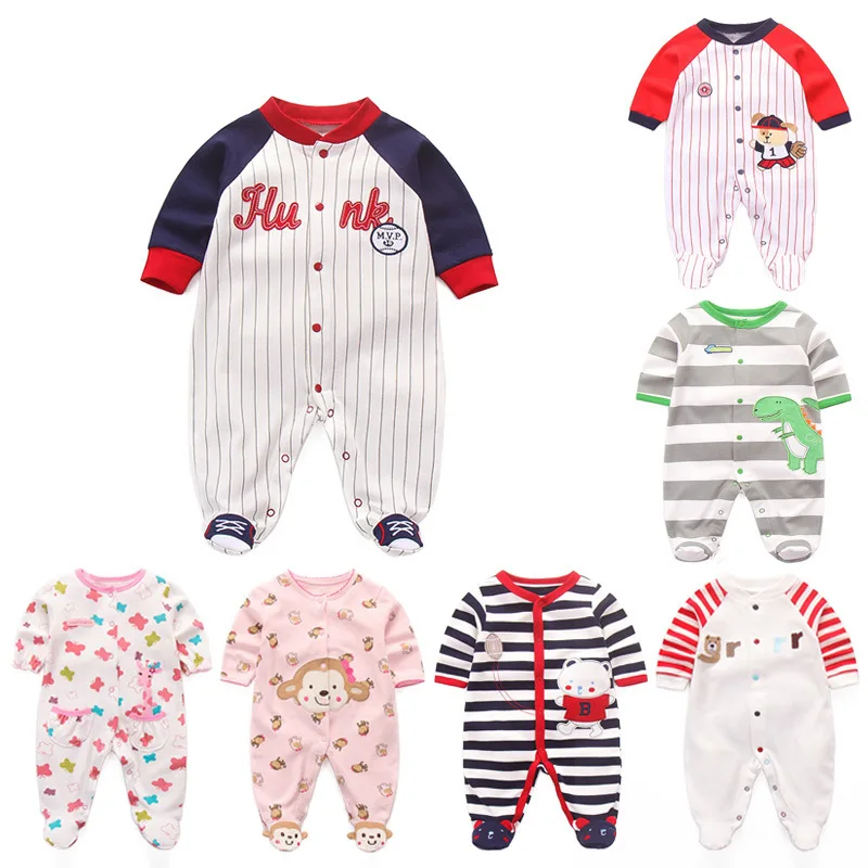 

Custom Summer Pyjamas Jumpsuit Zipper Multicolor Knitted Newborn Baby Romper Cotton