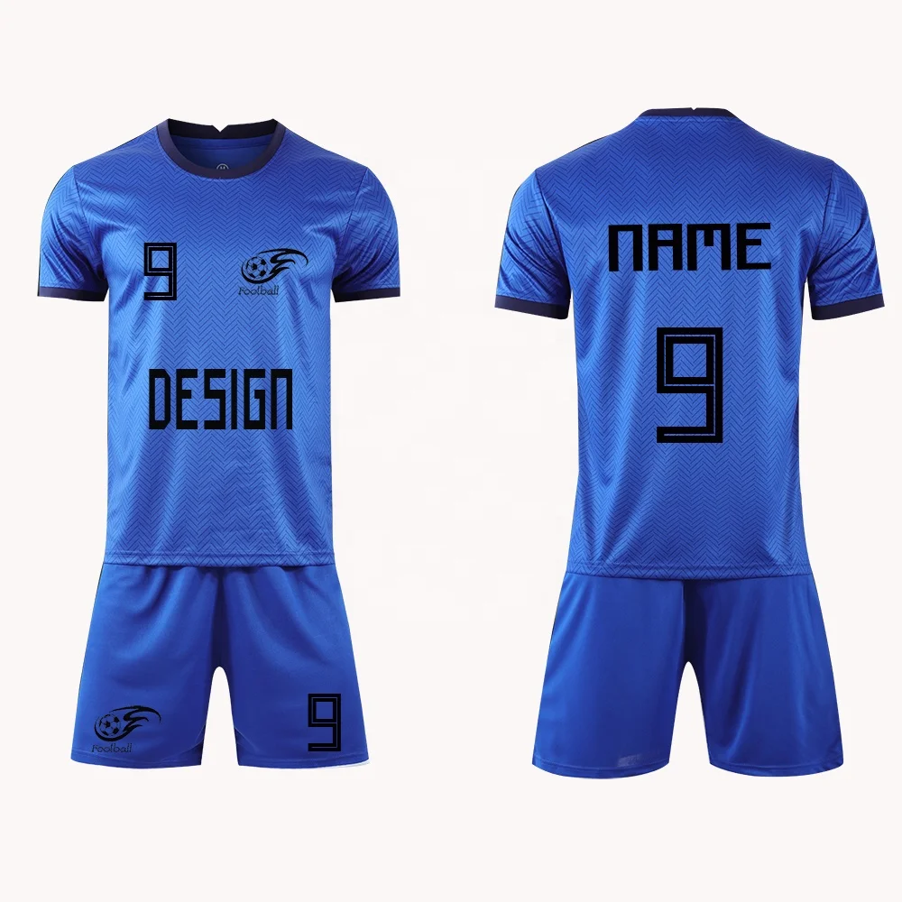 

2021 new summer breathable trendy adult football uniforms wholesale premium quality blue football suit, All colors