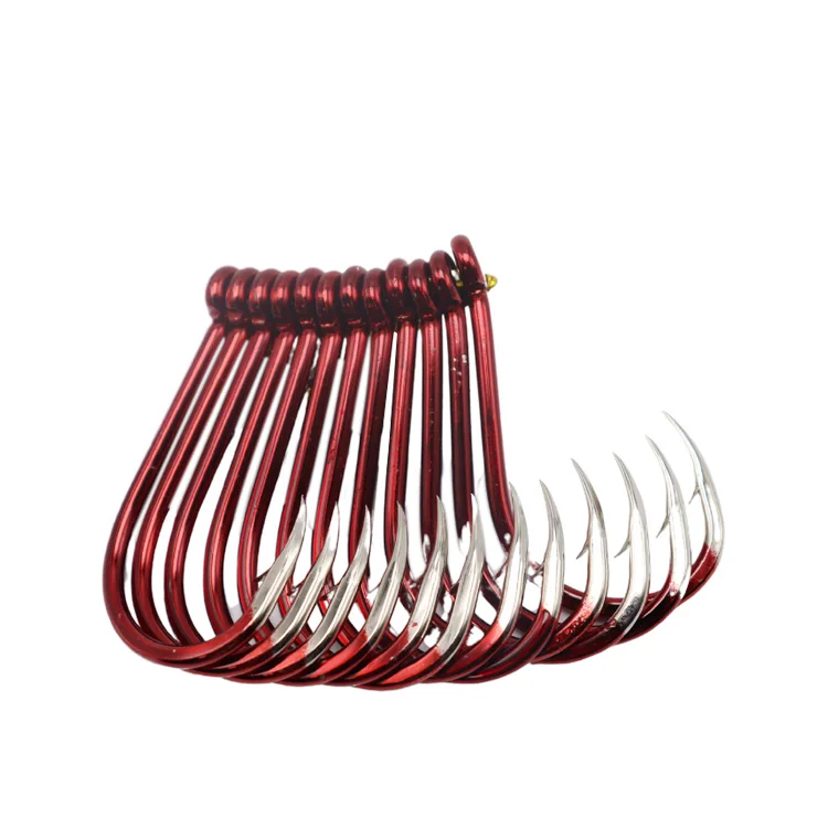 

High carbon steel dazzling red tube hook with barbed triangle teeth