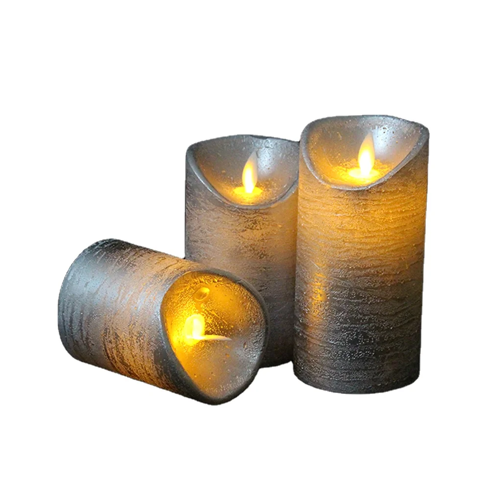 2020 Factory Price Sliver Metallic Luxury Led Wall Candle Christmas Tea Light LED Candle With Timer