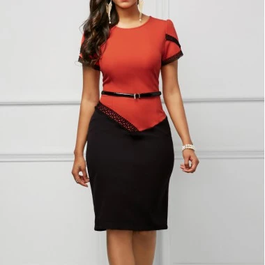 

Ladies office wear dresses wholesale women dress with belt