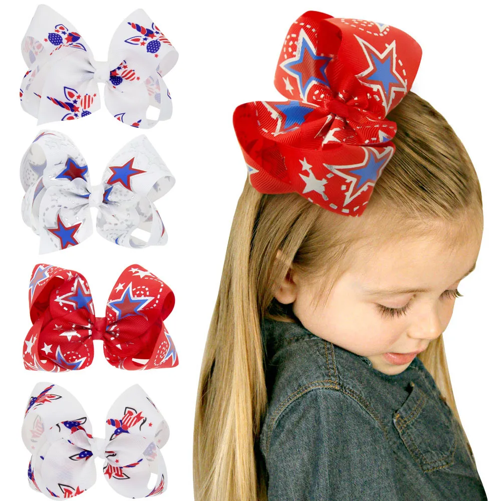 

Baby children july 4th hair accessories boutique hair bows clips for girls hair