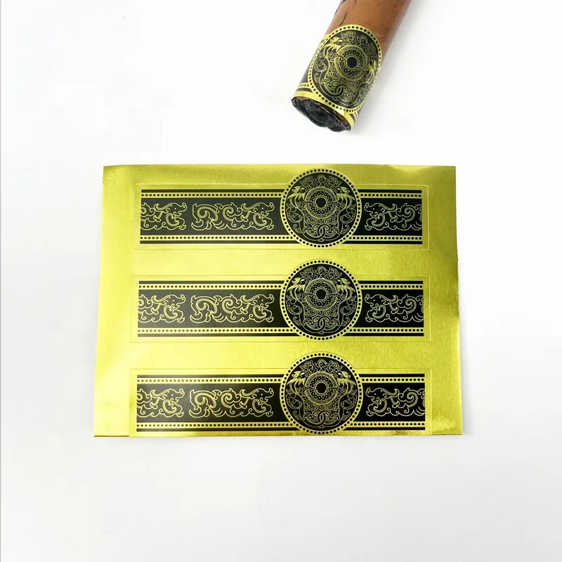 

Ready Stock High quality cigar band paper ring Sticker label Printing Embossing Cigar Band Labels