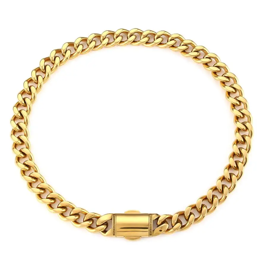 

Hip hop Stainless Steel metal buckle chunky chain necklaces Non tarnish Gold plated necklace