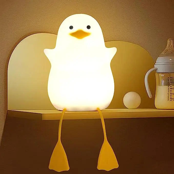 Cute Duck Led Silicone Soft Night Light for kid Children Bedroom Bedside Table Lamp USB Rechargeable MINI Baby Nursery Light