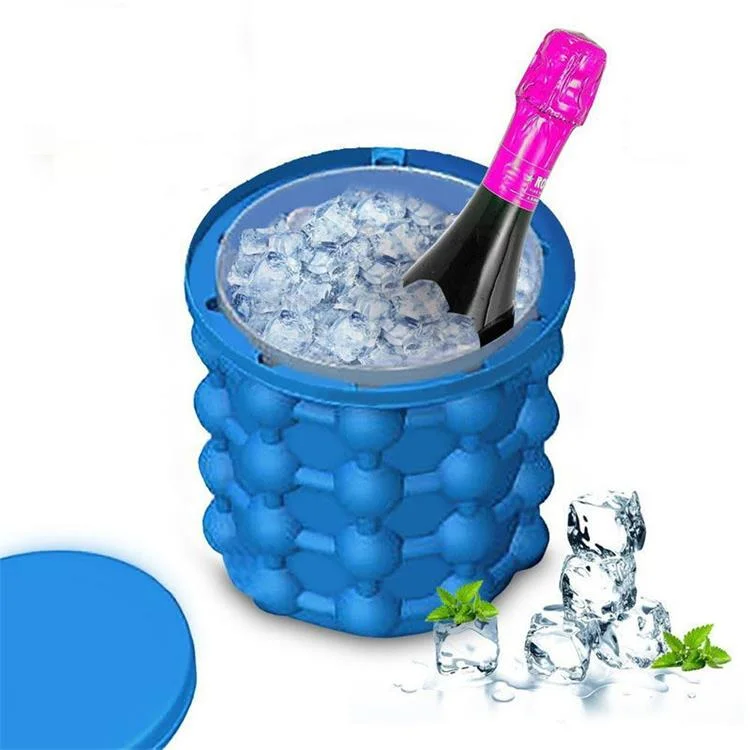 

Eco-Friendly Durable Light Whisky Wine Cooling Tool Silicone Ice Bucket Champagne,Beverage Tubs, Blue