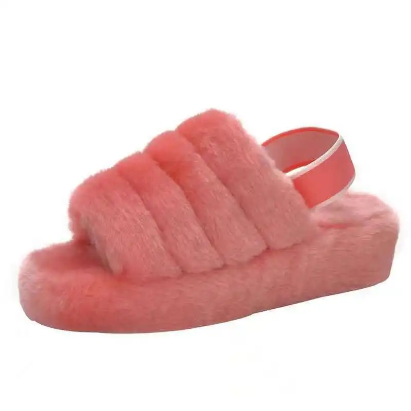 

High quality designer fashion hotsale flat indoor slippers real sheepskin fur slippers