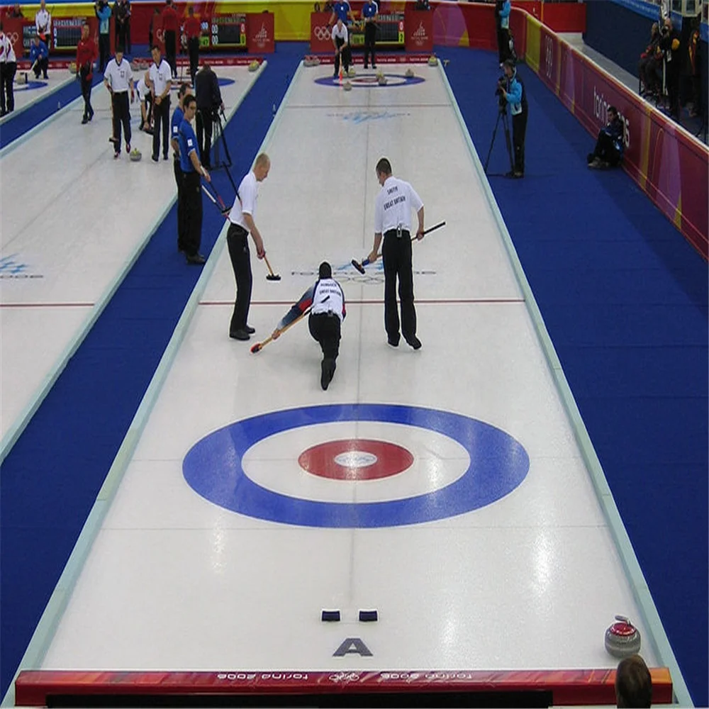 

synthetic ice panel for curling sports with curling stone