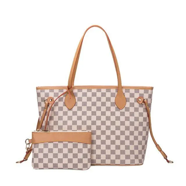 

Hot sale fashion designer lock Printed Checkered PU Tote bag custom purses and handbags women