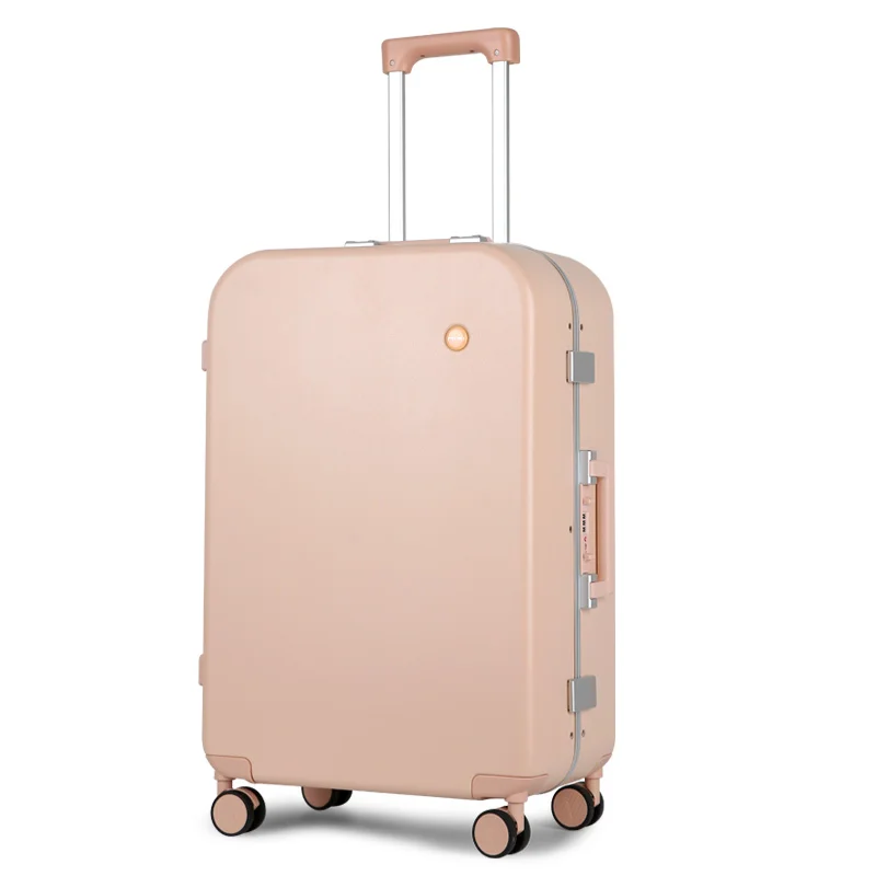 

MIXI Customized Logo 20 24 Inch 360 carry on trolley travel suitcase sets hard shell Travelling Bags Aluminum Frame Pink Luggage