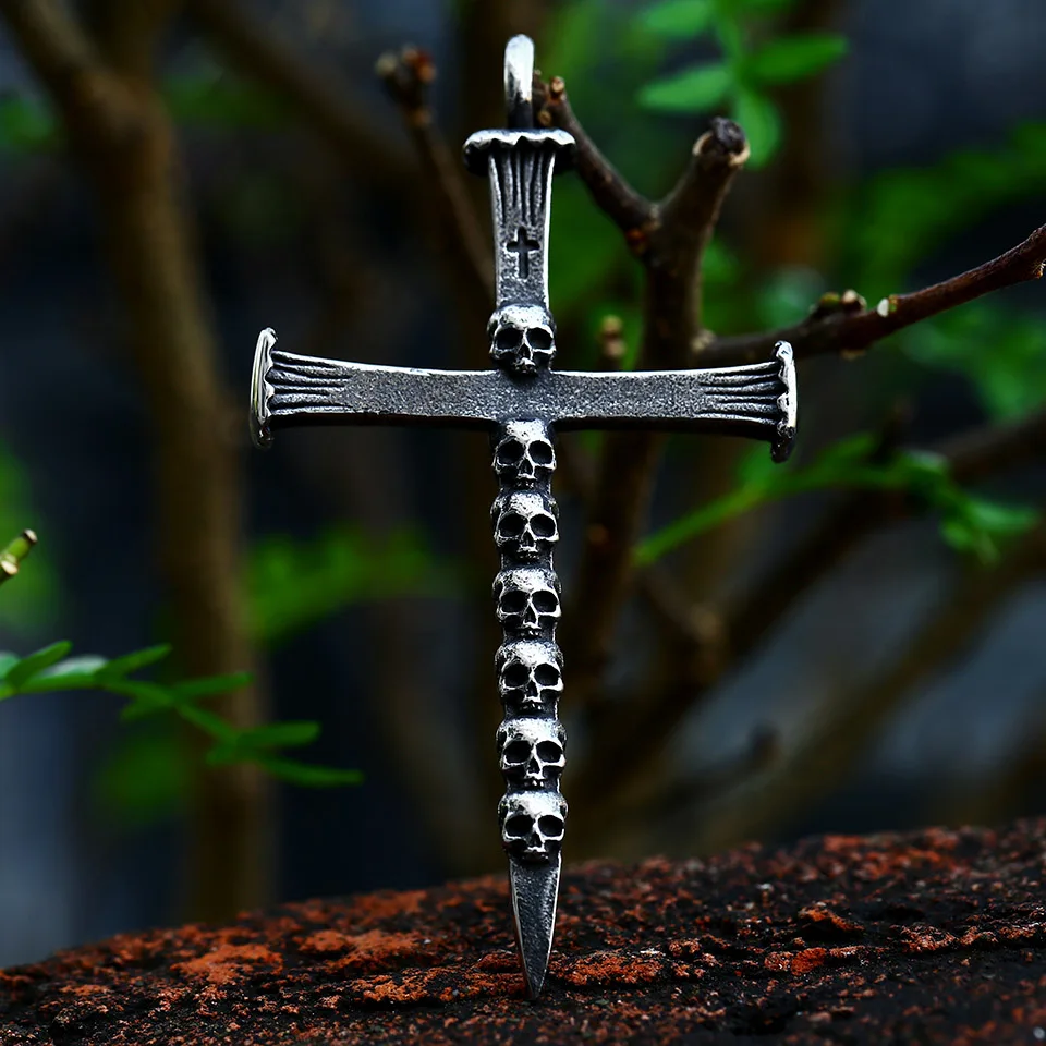

SS8-700P New Arrival Stainless Steel Skull Cross Gathering Pendant For Men Punk Hip Hop Gothic Jewelry Gift Wholesale
