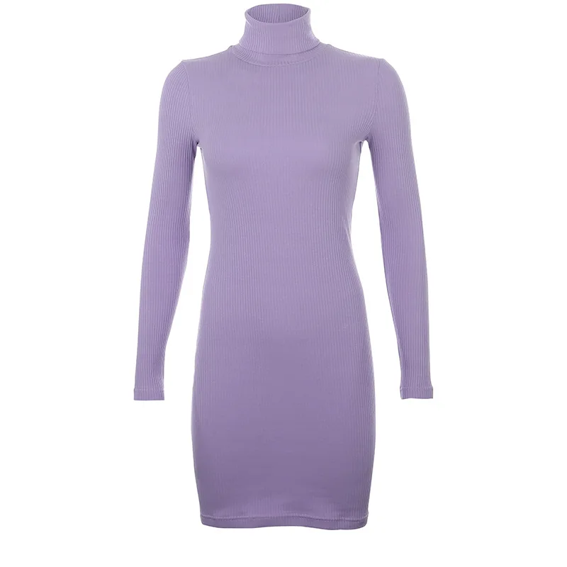 

2020 new arrivals spring collection turtleneck long sleeves women knitted casual dresses