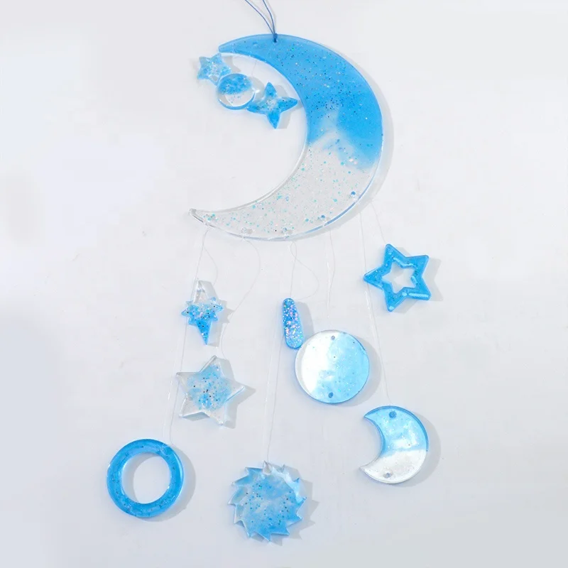 

TC202 DIY Wind-bell Epoxy Resin Mold Wind Chime Moon Star Pendant Ornament Silicone Mold For Wall Home Decoration