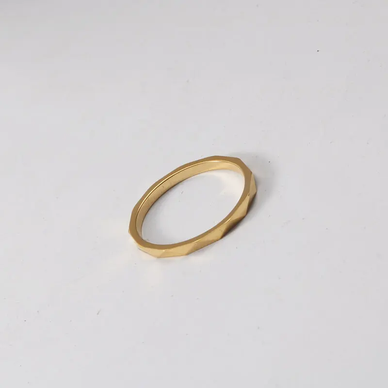 Joolim High End 18K Gold Plated Tungsten Stainless Steel Triangular Facet Dainty Rings for Women Finger Ring Non Tarnish