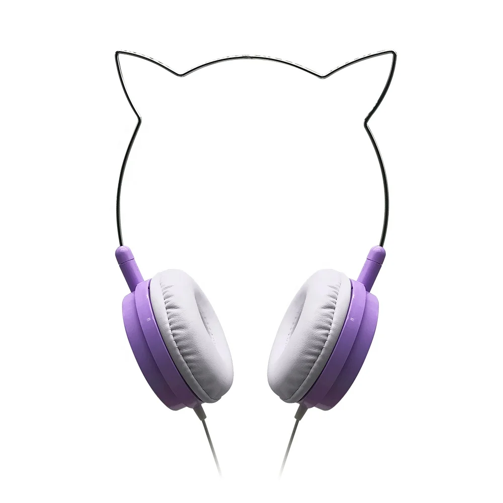 
Cute Metal Cat Ears Wired Headphone For Children 