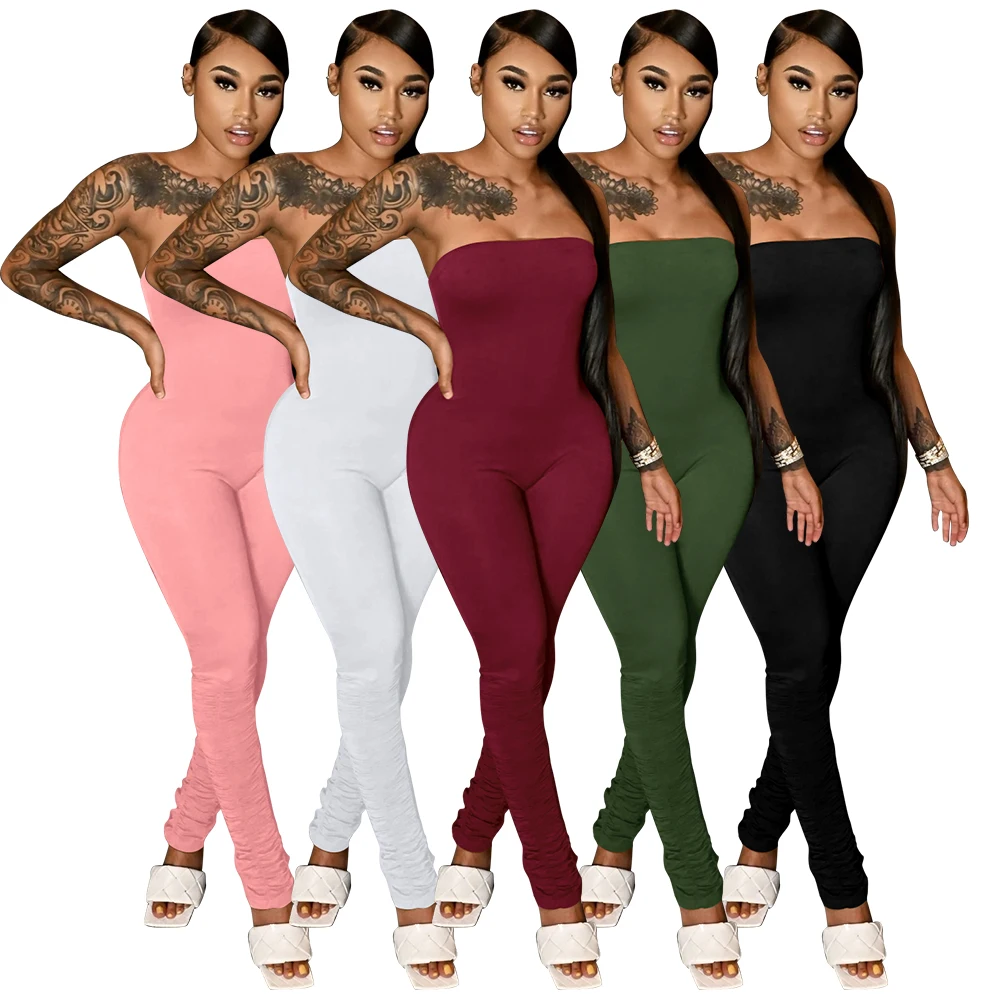 

OJW040285 Professional Sleeveless Sexy Wrap Solid Women Bodycon Long Jumpsuits with CE certificate