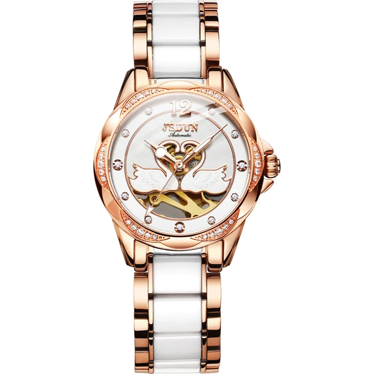 

JSDUN8831 OEM Wholesale Price Luminous Stainless Steel Women Stylish Steel Buckle Waterproof Mechanical automatic watch