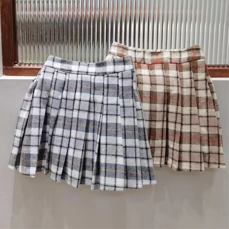 

QDD 2021 Fall autumn wholesale kids clothing leather infant little baby girls' Pleated skirts toddler casual korean