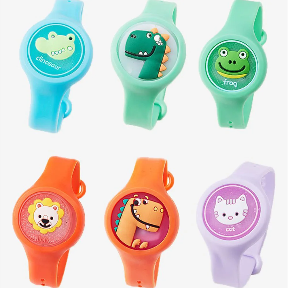 

Funny Cartoon Summer Kids flash Eco Friendly safe and efficient mosquito killer bracelet silicone repellent mosquito watch