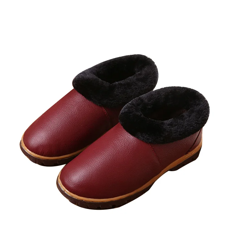 

Stylish new style hand made cowhide leather winter warm indoor non-slip slippers for ladies and men