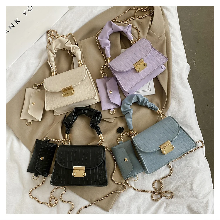 

Bolsos dama Women new 2022 white designer fashion small stone pattern chain shoulder bags handbag totes with coin purse female