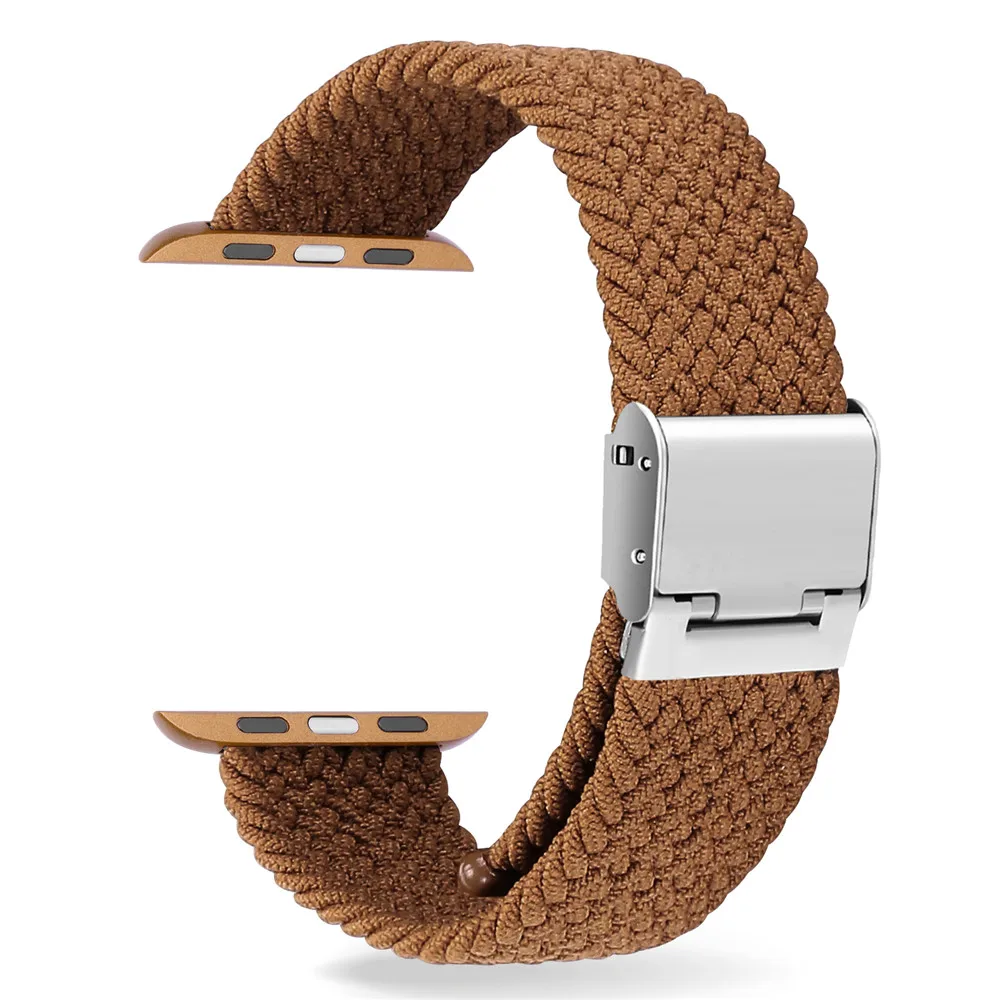 

For Apple Watch Adjustable Braided Watch Band Nylon Solo Loop Strap with Stainless Steel Buckle Wristbands, Multicolor