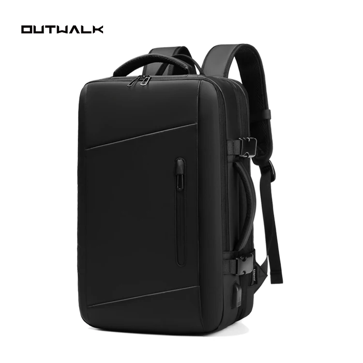 

USB Charger Laptop Backpack With Wet & Dry Zone Large Capacity Expandable Soft Fashion Black Waterproof Outdoor Backpack Bag