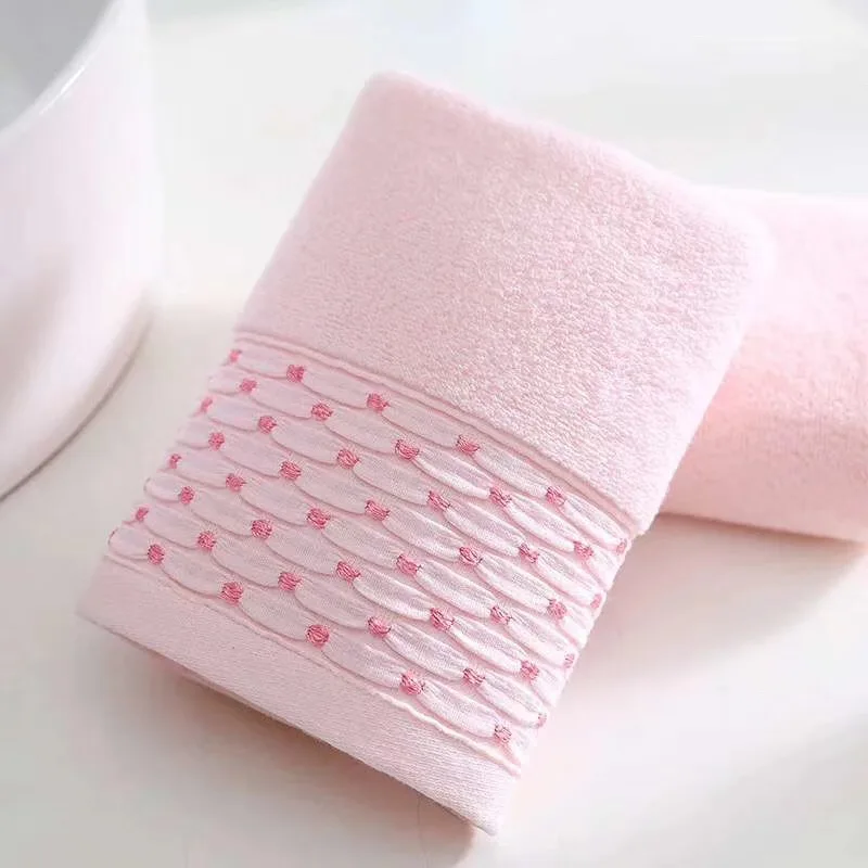 
China wholesale dot cotton home bath towel face towel 34x75,110g 