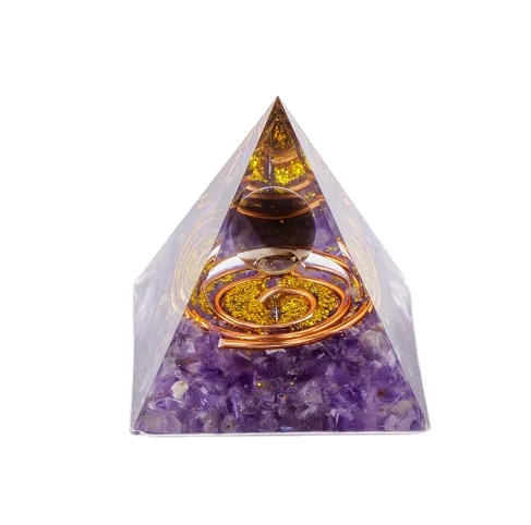 

Crystal Spheres Orgone Pyramid Amethyst Stones Chakra Meditation Pyramid Energy Generator Healing Stones Attract Wealth Lucky