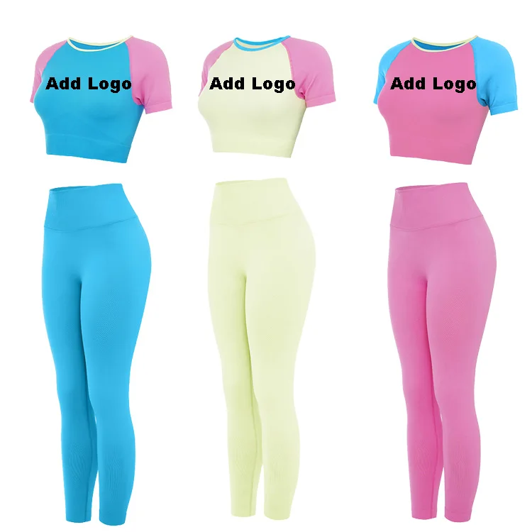

Workout Seamless Yoga Sets Women Fitness Spandex Style 2 piece yoga sets fitness & yoga wear, Picture shows