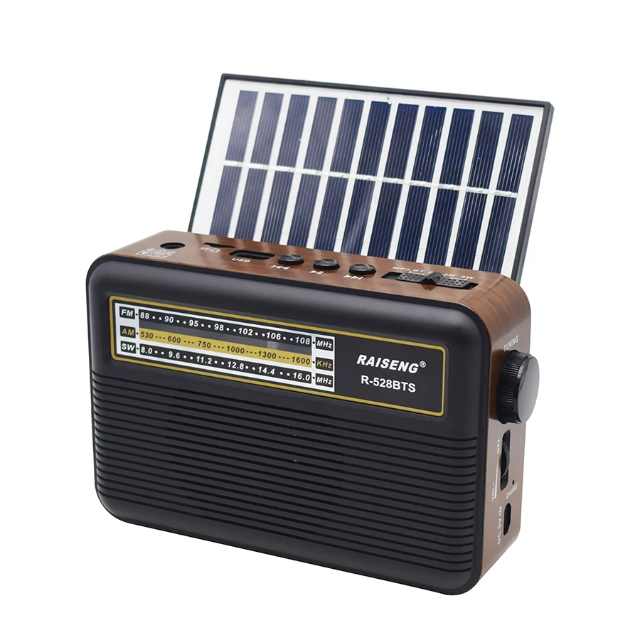 

Portable retro radio style FM AM SW 3 band mini solar radio wireless Built-in Speaker USB TF BT MP3 player for festival gift, Black